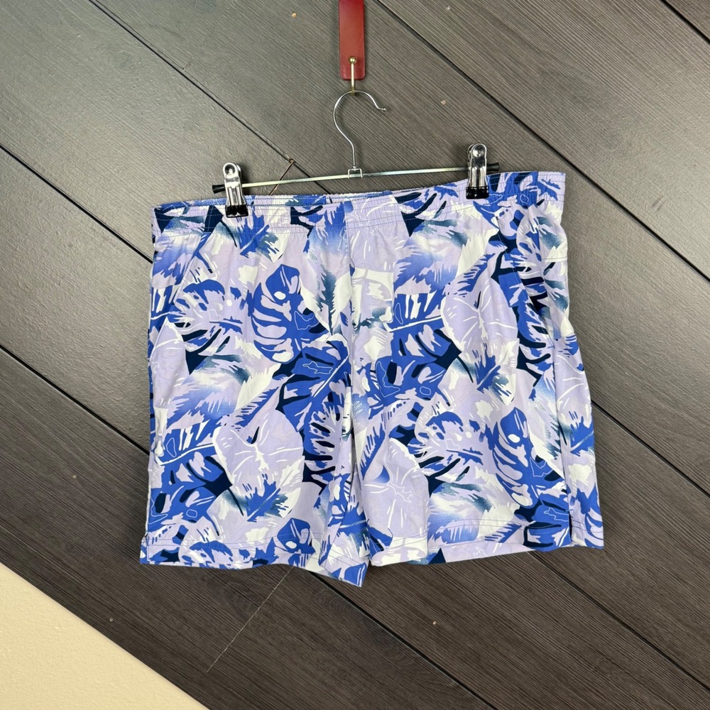 Columbia PFG Women's XL Monstera Leaf Fishing Hiking Shorts Blue Purple Outdoor